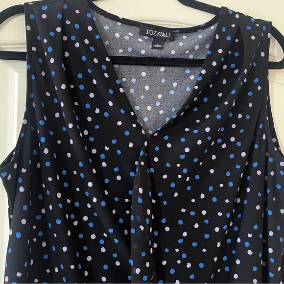 Roz & Ali Navy Polka Dot Women's Blouse Size Large - Picture 10 of 16